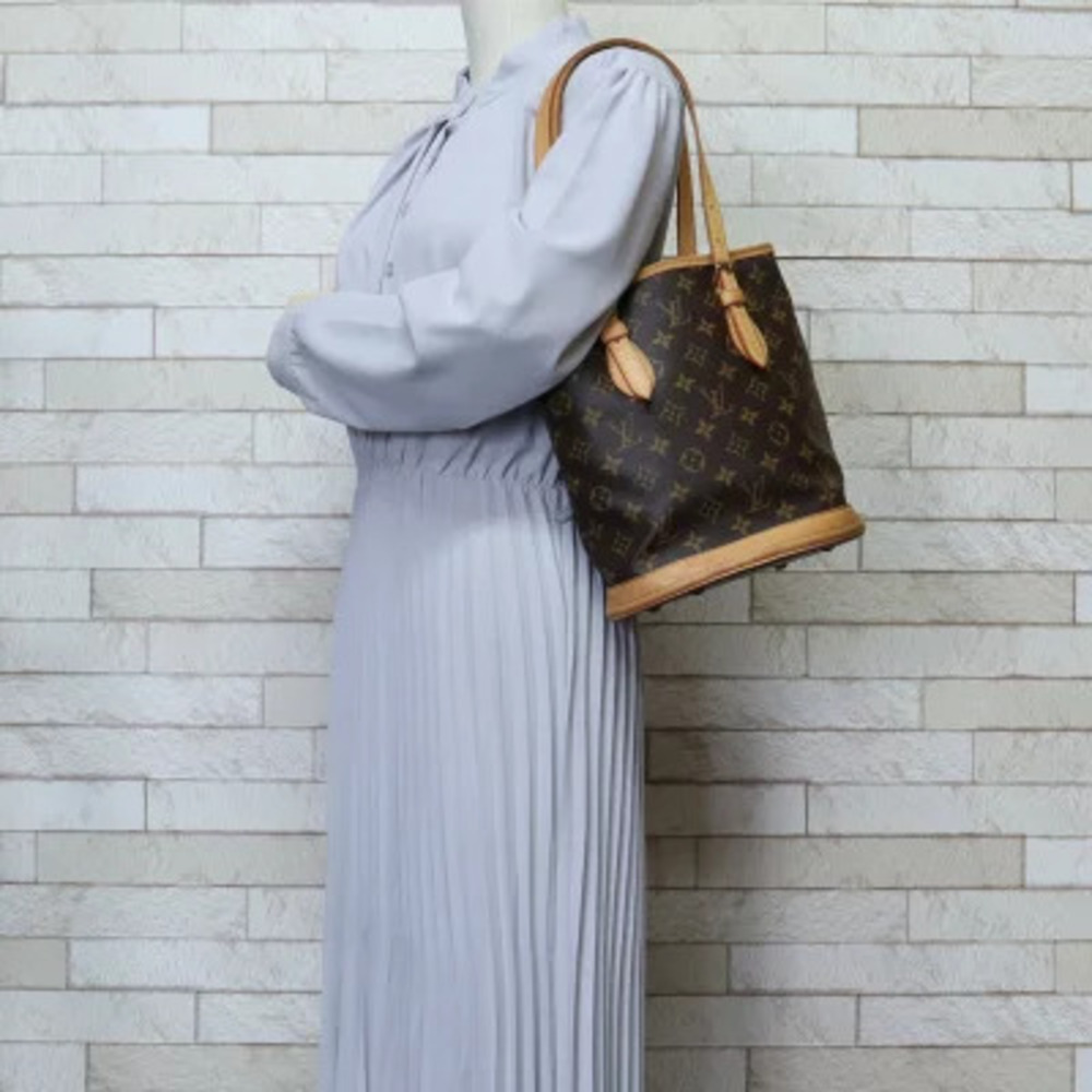 Louis Vuitton Bucket Shoulder Bag Canvas Monogram Brown